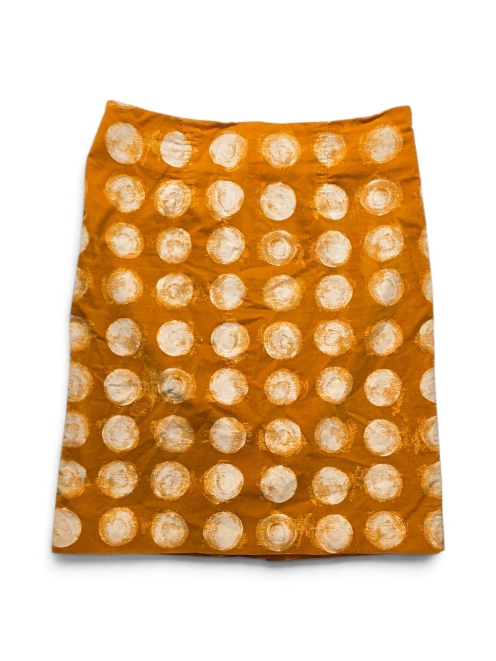 Maeve Anthropologie Orange Polka Dot Midi Skirt Cotton Pencil Retro Size 6